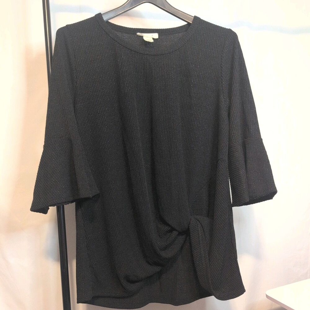 Lovely J l Womens Black Twist Front Pullover  Top XL